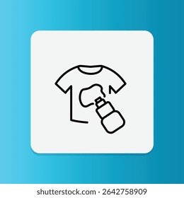 This t-shirt with spray icon represents deodorizing, protecting, or refreshing clothes.	
