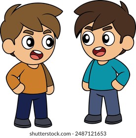 Este es un recurso gráfico de dos amigos enojados para el feliz día de la amistad con formato de alta calidad eps 