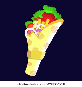 This is a typical turkish food kebab vector. Can be used to design products or shops, children's books, etc. According to other design needs.