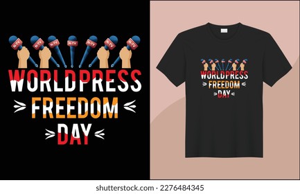 This is typography world press freedom day illustration vector t shirt design. most popular design. best selling design, top trending design.