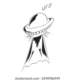 This is a ufo icon vector. It is hand drawn and easy to edit. You can color it as you wish.