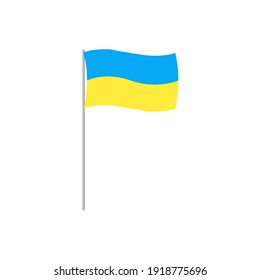 Esta es una bandera de Ucrania aislada en un fondo blanco.