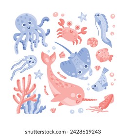 This is Under The Sea clipart set contains 12 high-quality (300dpi), gouache style png. Suitable for art print, t-shirts, packaging, phone cases, brand kit, etc