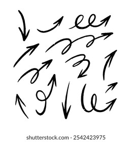 This is a unique collection of dynamic hand drawn arrows that are ideal for various design and media projects