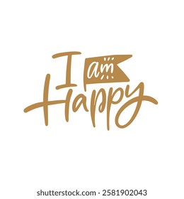 This unique design showcases positivity and happiness phrase I am Happy, making it a perfect fit for a variety of social media platforms