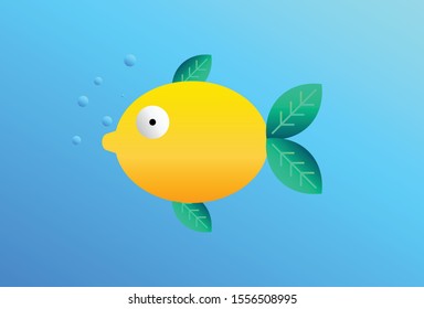 This is a unique fish-shaped lemon illustration. Can be used as brochures, posters, stickers, wall paintings, t-shirt screen printing and goody bags.