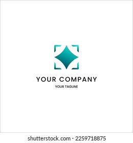 This unique logo features a star shape within a square, creating a simple yet bold design. The color cyan adds a pop of color, making it a great choice for a tech, modern, or futuristic brand