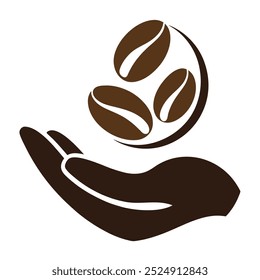 This unique vector illustration features coffee beans resting in a palm. Ideal for branding, packaging, cafe decor, or coffee-themed projects that need a natural, earthy touch.
