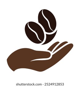 This unique vector illustration features coffee beans resting in a palm. Ideal for branding, packaging, cafe decor, or coffee-themed projects that need a natural, earthy touch.
