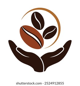 This unique vector illustration features coffee beans resting in a palm. Ideal for branding, packaging, cafe decor, or coffee-themed projects that need a natural, earthy touch.
