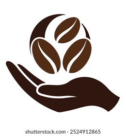 This unique vector illustration features coffee beans resting in a palm. Ideal for branding, packaging, cafe decor, or coffee-themed projects that need a natural, earthy touch.
