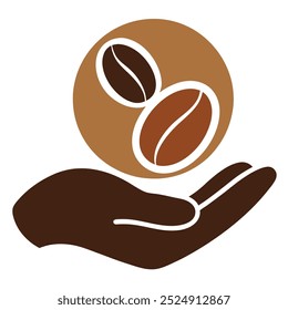 This unique vector illustration features coffee beans resting in a palm. Ideal for branding, packaging, cafe decor, or coffee-themed projects that need a natural, earthy touch.
