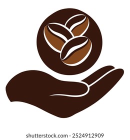 This unique vector illustration features coffee beans resting in a palm. Ideal for branding, packaging, cafe decor, or coffee-themed projects that need a natural, earthy touch.
