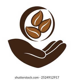 This unique vector illustration features coffee beans resting in a palm. Ideal for branding, packaging, cafe decor, or coffee-themed projects that need a natural, earthy touch.
