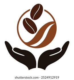 This unique vector illustration features coffee beans resting in a palm. Ideal for branding, packaging, cafe decor, or coffee-themed projects that need a natural, earthy touch.
