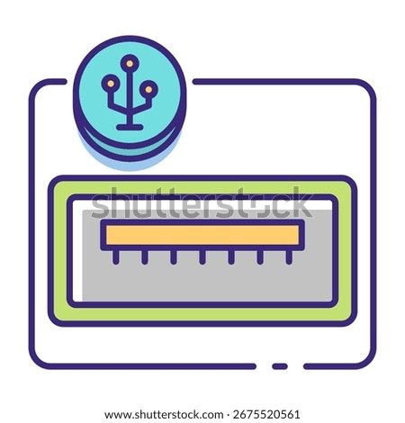 This USB port icon is suitable for Computer Component.
