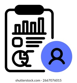 This User Analytics icon is suitable for Learning Management System, etc