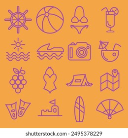 This is Vacation icon pack, format Eps10 Vector 