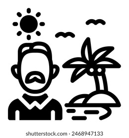 This Vacation icon is suitable for Retirement, Pension, and Elderly Activities.