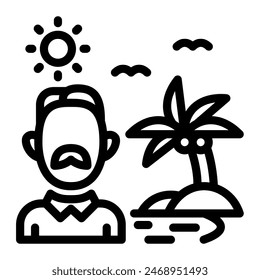 Este icono de Vacaciones es adecuado para Jubilación, Pensión y Actividades de Ancianos.
