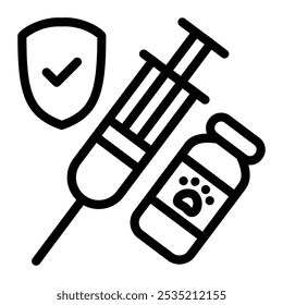 This Vaccine icon is suitable for veterinary, pet lover, animal shelter, etc.