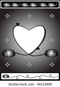 This is a valentine. The frame of the computer wires. A set of decorative elements. Black and white.
