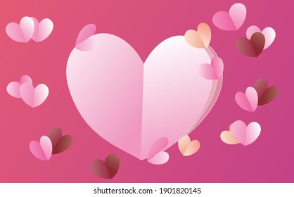 
Das Papier-Design des Valentinstag ist mit einem rosafarbenen Herz ausgestattet, dessen hellrosa Rücken sich wie Flöte in der Luft fühlt.