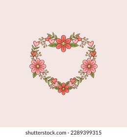 This is a valentines day wreath vector.