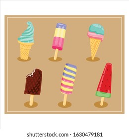 this is the Various Ice Cream Vector which depicts various types of ice cream which is delicious in summer