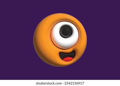 this is a vector 3D Emoticon Orange One Eye 