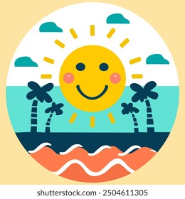 This vector is about beach and sunset. you can use in your merch etc