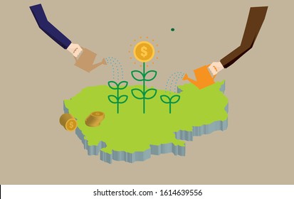this is the vector about the Cambodia economic  growing. Please edited this as your usage. Thank you.