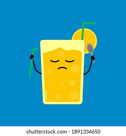 This is vector about orange juice with sad expression for book of children