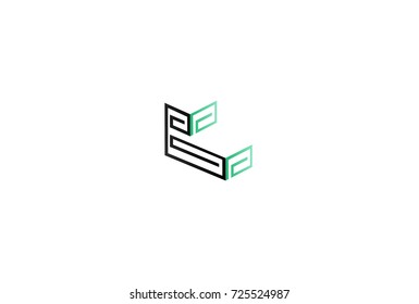 This is a vector abstract logotype , black & green maze 
