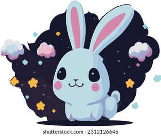 This vector animation showcases a delightful and lively funny bunny character, exuding a sense of humor and charm.