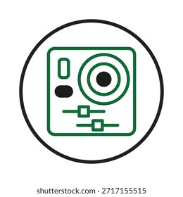 Este Arte vectorial cuenta con una consola de audio, que simboliza la producción musical y los esfuerzos creativos. Su diseño limpio y moderno lo hace adecuado para proyectos relacionados con la ingeniería de sonido, la industria de la música,