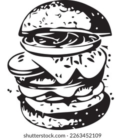 This vector art features a delicious fast food hamburger with all the fixings. The design is perfect for use on vinyl cutting machines to create high-quality decals or stickers for food trucks