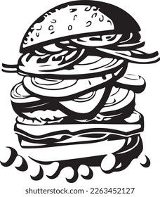 This vector art features a delicious fast food hamburger with all the fixings. The design is perfect for use on vinyl cutting machines to create high-quality decals or stickers for food trucks