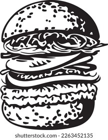 This vector art features a delicious fast food hamburger with all the fixings. The design is perfect for use on vinyl cutting machines to create high-quality decals or stickers for food trucks