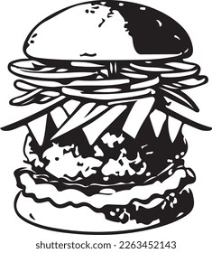 This vector art features a delicious fast food hamburger with all the fixings. The design is perfect for use on vinyl cutting machines to create high-quality decals or stickers for food trucks
