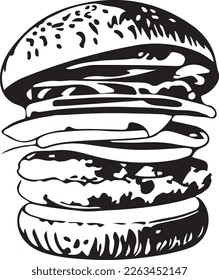 This vector art features a delicious fast food hamburger with all the fixings. The design is perfect for use on vinyl cutting machines to create high-quality decals or stickers for food trucks