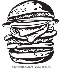This vector art features a delicious fast food hamburger with all the fixings. The design is perfect for use on vinyl cutting machines to create high-quality decals or stickers for food trucks