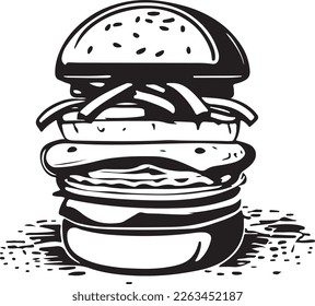 This vector art features a delicious fast food hamburger with all the fixings. The design is perfect for use on vinyl cutting machines to create high-quality decals or stickers for food trucks