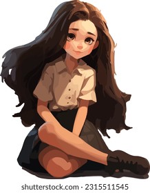 this is a vector art of a girl