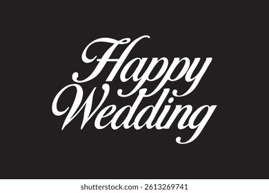 This is a Vector art Happy Wedding Black and White Color