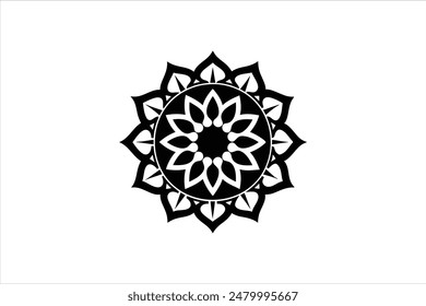 This vector art illustration features an abstract circular pattern designed in a mandala style, showcasing intricate floral and ornamental borders.