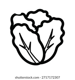 Esta arte vetorial mostra a cabeça de alface fresca, usada como ingrediente para saladas. É uma excelente fonte de vitaminas e fibras, também conhecida como alimento saudável.