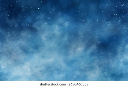 This vector art showcases a starry night filled with shimmering stars scattered across a rich blue sky. The soft clouds add depth, creating a peaceful celestial atmosphere perfect for inspiration