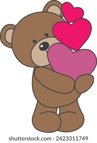 this is a vector art of  teddy holding  a heart