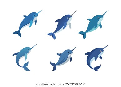 Esta arte vetorial mostra lindamente o majestoso Narwhal, apresentando sua bolota icônica e design detalhado, ideal para projetos criativos relacionados à vida marinha e criaturas oceânicas únicas.